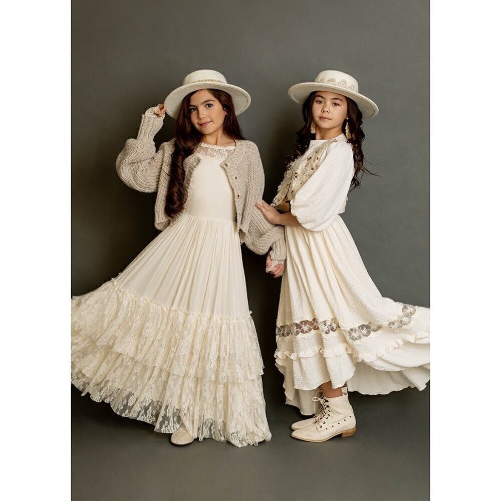 Joyfolie Mia Joy Catrin maxi dress with layered ruffle lace in cream